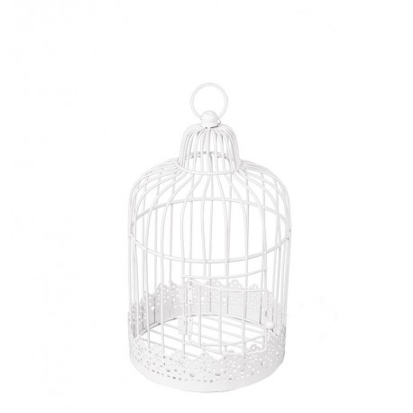 Cage vintage métal blanc 20 x 20 x 30 cm