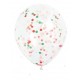 Lot de 3 ballons transparents à confettis (rouge/vert/blanc) Diam 29 cm