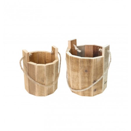 Set de 2 seaux en bois de 16.5 x 16 cm et 21 x 18 cm