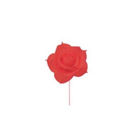 Rose rouge sur tige diametre 19 cm en mouse