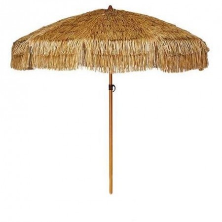 Parasol exotique en raphia avec pied - Diamètre 170 cm