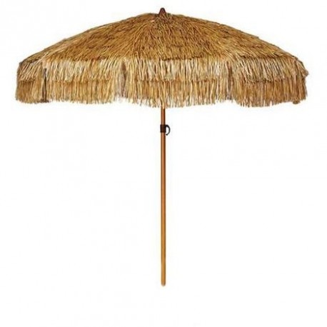 Parasol exotique en raphia avec pied - Diamètre 170 cm