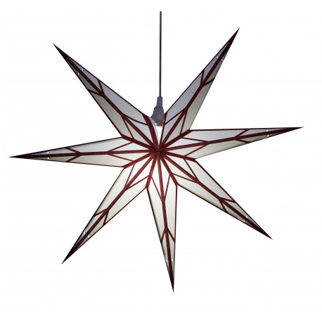 Grande étoile blanche, Liseret rouge - papier - 60cm