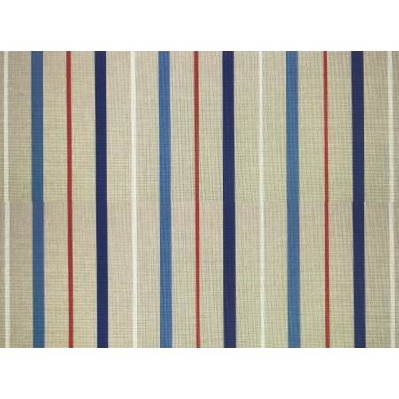 Tissu rayé rouge/beige/bleu/gris -  coton et polyester larg 140 cm