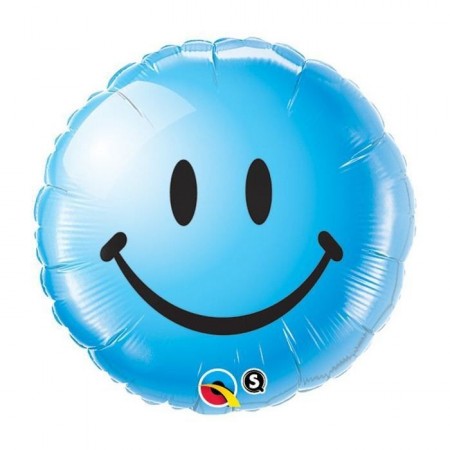 Ballon smiley bleu - Diam. 45cm