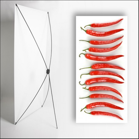 Kakemono Rouge Piment  - 180 x 80 cm - Toile M1 avec structure  X- Banner