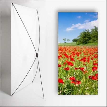 Kakemono Rouge Coquelicots - 180 x 80 cm - Toile M1 avec structure X- Banner