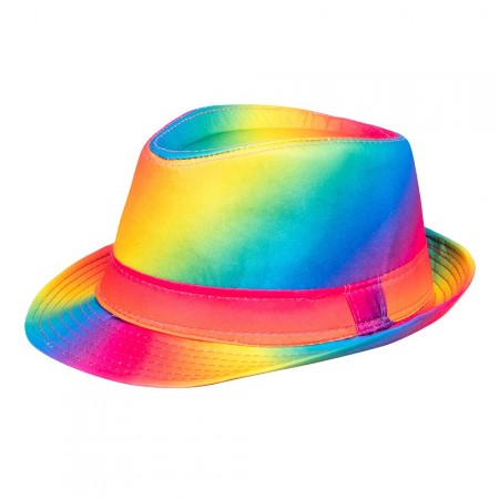 Chapeau Funky multicolore - polyester - Taille adulte - haut 13 cm diam 29 cm