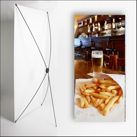 Kakemono Cornet de frites - 180 x 80 cm - Toile M1 avec structure  X- Banner