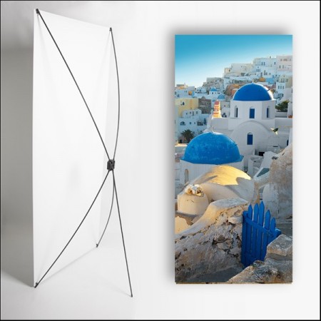 Kakemono Grece Santorin - 180 x 80 cm sur Toile M1 avec structure  X- Banner