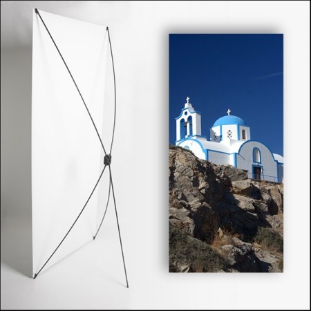 Kakemono Grèce église - 180 x 80 cm sur Toile M1 avec structure X- Banner