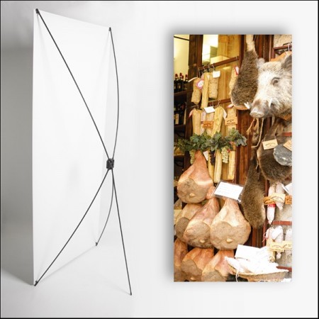 Kakemono Italie Charcuterie 1 -180 x 80 cm sur Toile M1 avec structure X- Banner