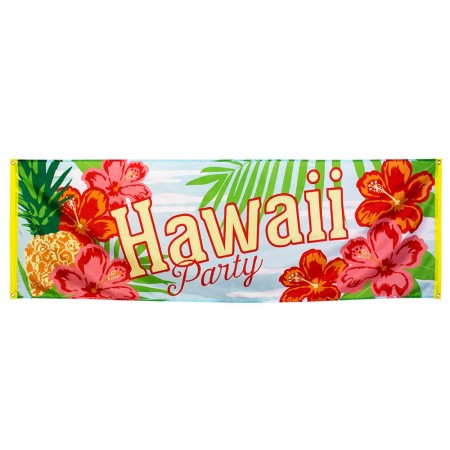 Banniere Hawaii party - polyester - 74 x 220