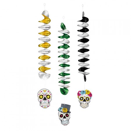 Lot de 30 suspensions Dia de los Muertos - Haut. 60cm