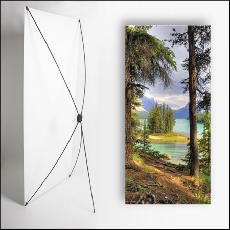 Kakemono Canada Sapins - 180 x 80 cm sur Toile M1 avec structure X- Banner