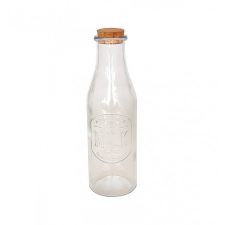Bouteille de lait en verre avec bouchon liège 950 ml -  Diam. 8,3 x 29 cm