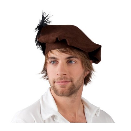 Beret medieval avec plume - polyester