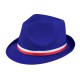 Chapeau supporter bleu avec ruban tricolore - polyester - Taille adulte