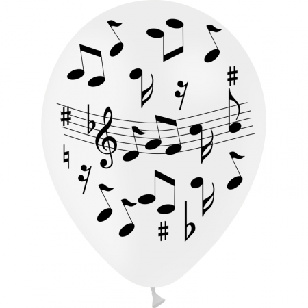 Ballon blanc motif musique x8 - Diam. 29cm