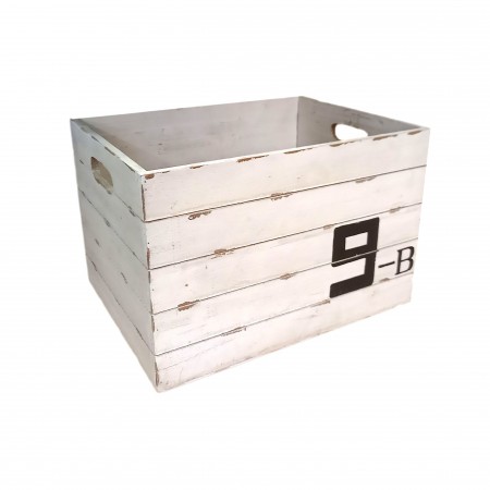 Caisse docker blanchi - OCCASION – bois – 44 x 34 x 29 cm