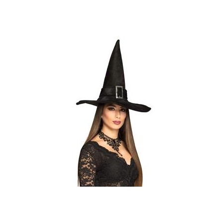 Chapeau de sorcière - polyester - noir - taille adulte - haut 44 cm