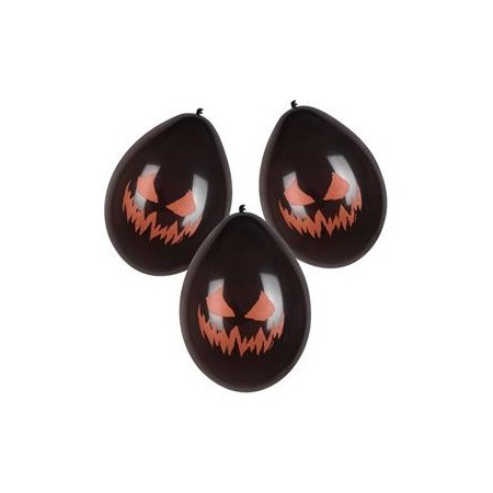 Ballon citrouille halloween noir orange x6 - Diam. 29cm