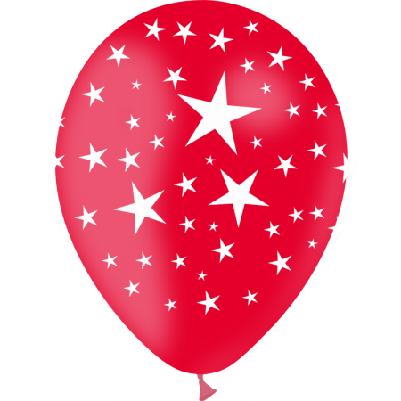Pochette de 8 ballons rouges- motif ''Etoiles'' - Diam. 30 cm
