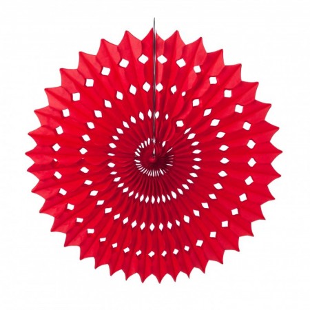 Eventail rouge - papier - Diam. 20 cm