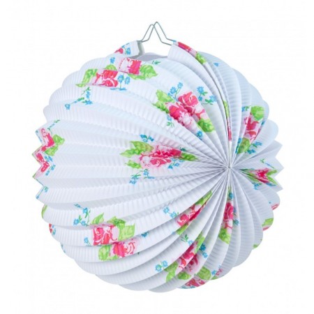 Lampion rond papier motifs fleurs 30 cm