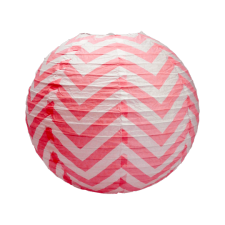 Lampion à chevron rouge papier - Diam. 35cm