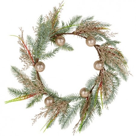 Couronne de sapin vert artificielle et paillette Diam.45 cm