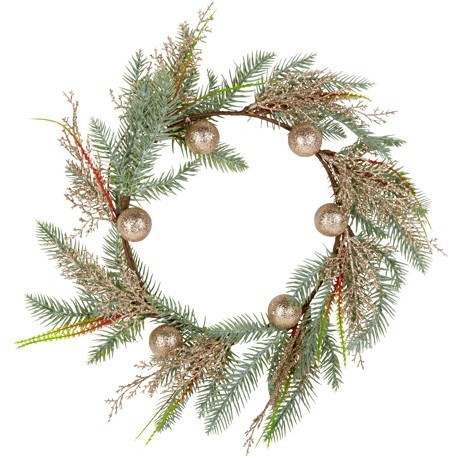 Couronne de sapin vert artificielle et paillette Diam.45 cm