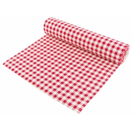 Chemin de table vichy rouge -  polyester  et  coton - 28 cm x 5 m