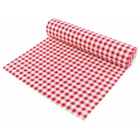 Chemin de table vichy rouge -  polyester  et  coton - 28 cm x 5 m