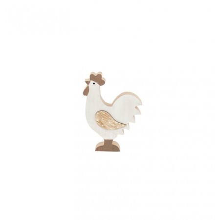 Poule en bois brun et blanc 11 x 2.5 x 16,5 cm