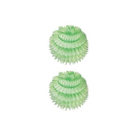 Set de 2 boules alvéolées vert pastel - papier - diam 15 cm