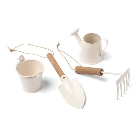 Set de 4 mini outils du jardinier en bois et métal ivoire