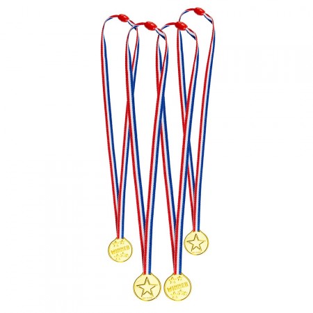 Lot de 4 médailles d'or PVC et tissu 14 cm