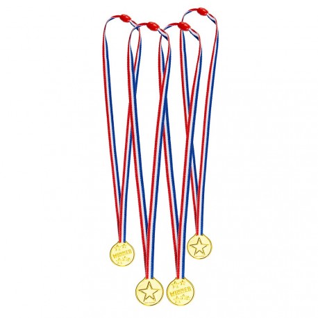 Lot de 4 médailles d'or PVC et tissu 14 cm