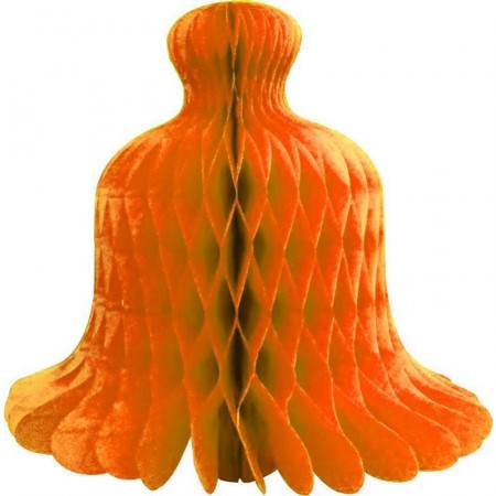 Cloche de Pâques orange en papier hauteur 17 cm