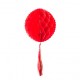 Boule alvéolée en papier avec tassel rouge 30 cm