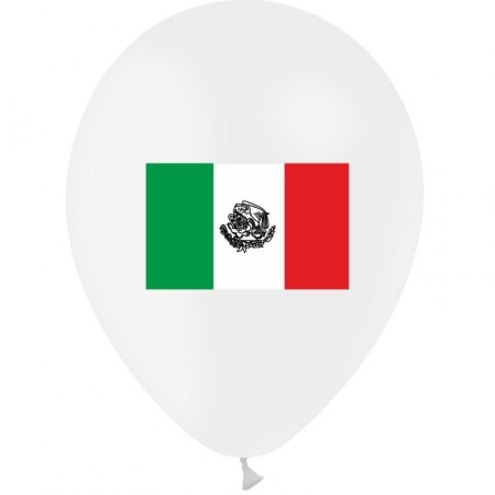Ballons Drapeau Mexique / Diam. 29 cm - Sachet de 10