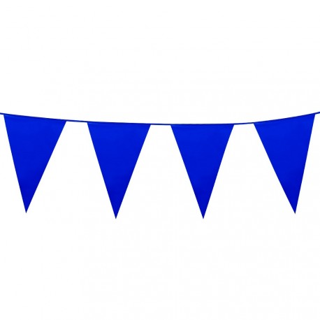 Guirlande de mini fanions bleu 14 x 10,5 cm - PVC / 3 m
