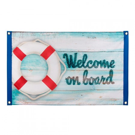 Drapeau 'Welcome on board' - tissu - 60 x 90cm