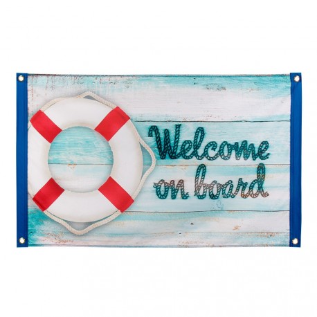 Drapeau Welcome on board 60 x 90 cm en tissu