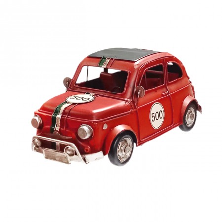 Fiat 500 rouge en metal - 35 cm