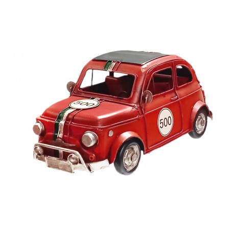 Fiat 500 rouge en metal - 35 cm