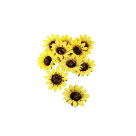 Sachet de 12 tournesols - polyester - 1,5 cm x 8 cm