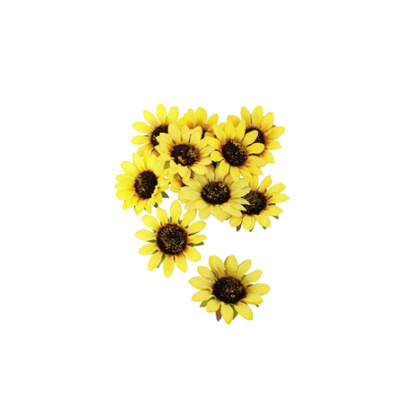 Sachet de 12 tournesols - polyester - 1,5 cm x 8 cm