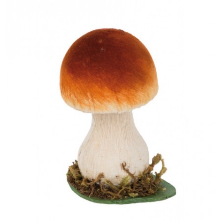 Champignon brunc et blanc - Bois  et  mousse / 10x 8 x 13 cm